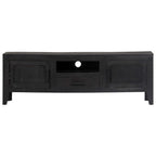 Mobile Porta TV Nero 118x30x40 cm in Legno Massello di Mango