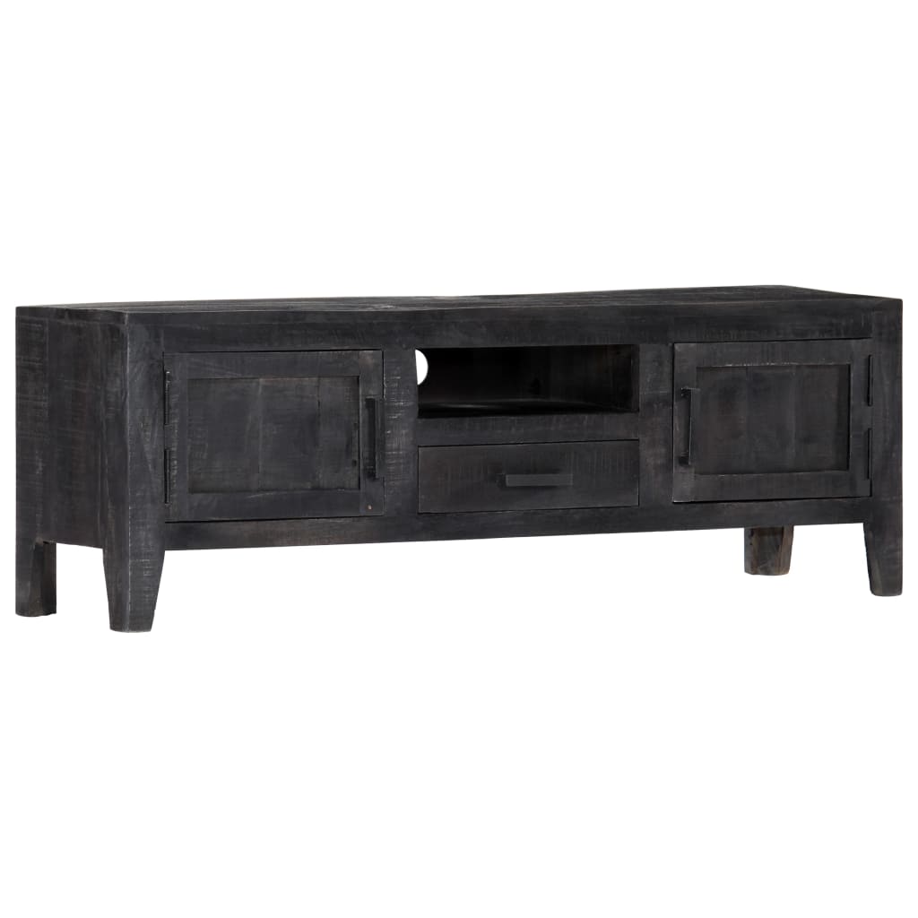 Mobile Porta TV Nero 118x30x40 cm in Legno Massello di Mango