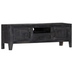 Mobile Porta TV Nero 118x30x40 cm in Legno Massello di Mango