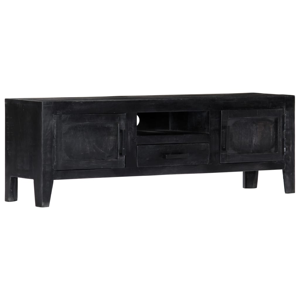 Mobile Porta TV Nero 118x30x40 cm in Legno Massello di Mango