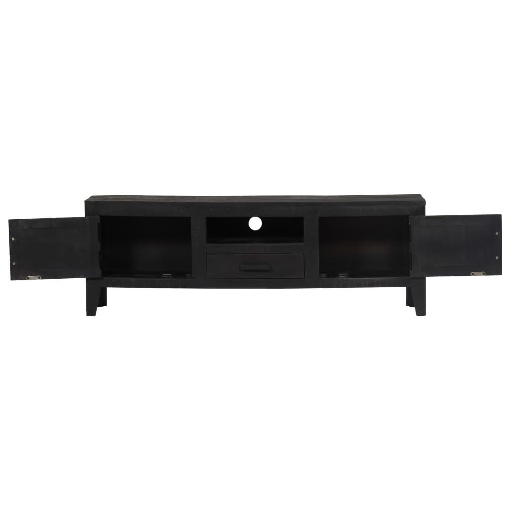 Mobile Porta TV Nero 118x30x40 cm in Legno Massello di Mango