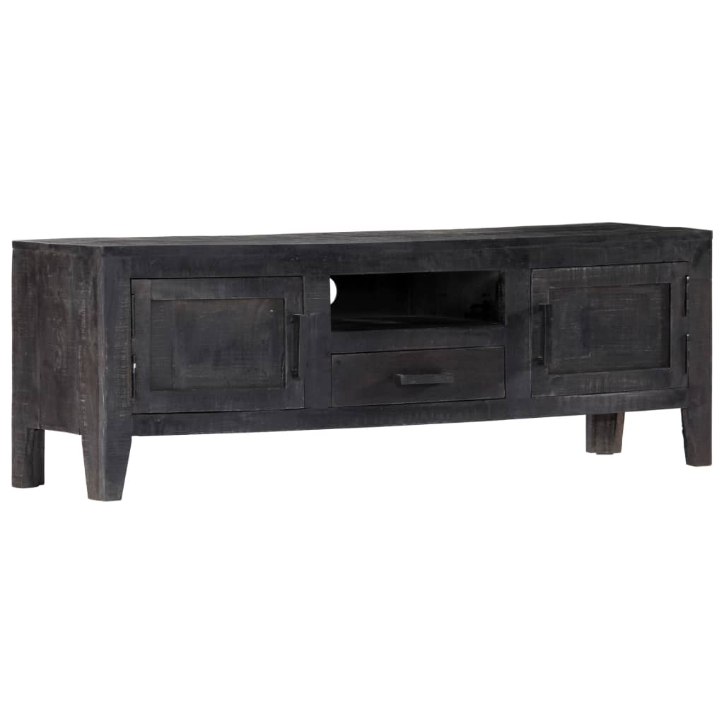 Mobile Porta TV Nero 118x30x40 cm in Legno Massello di Mango