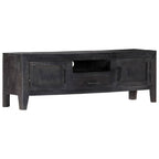 Mobile Porta TV Nero 118x30x40 cm in Legno Massello di Mango
