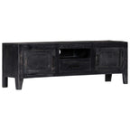 Mobile Porta TV Nero 118x30x40 cm in Legno Massello di Mango