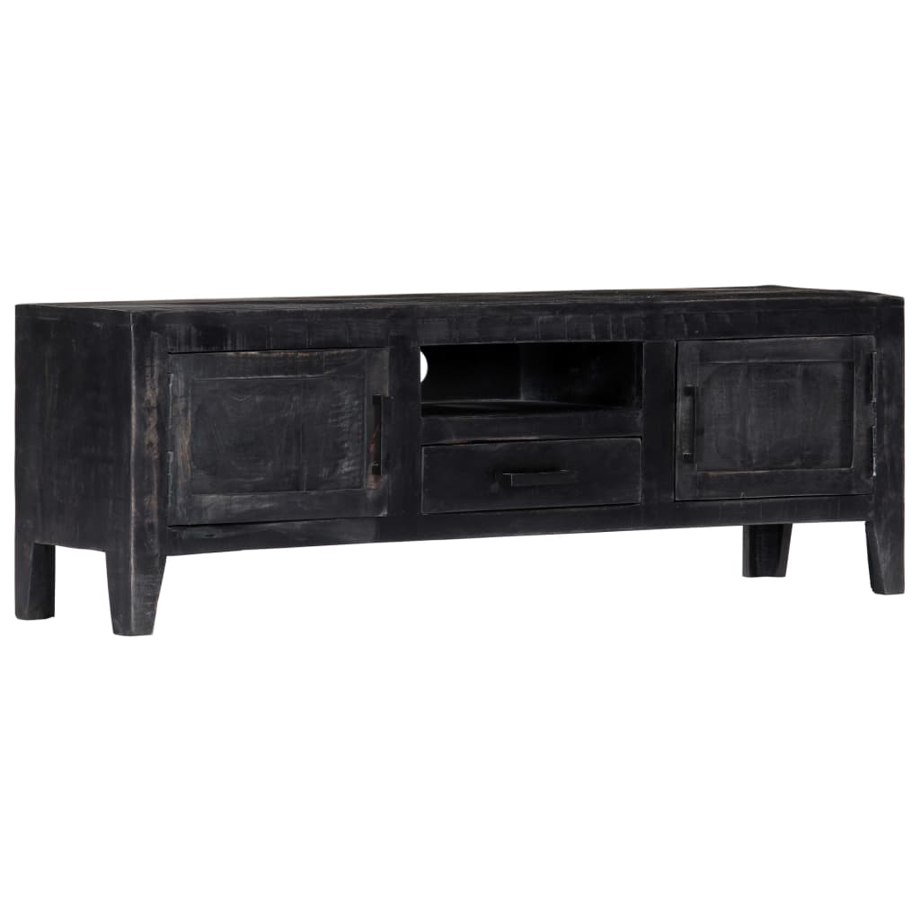 Mobile Porta TV Nero 118x30x40 cm in Legno Massello di Mango