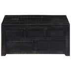 Tavolino da Salotto Nero 65x65x30 cm in Legno Massello di Mango