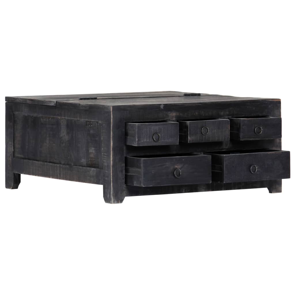 Tavolino da Salotto Nero 65x65x30 cm in Legno Massello di Mango