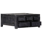 Tavolino da Salotto Nero 65x65x30 cm in Legno Massello di Mango