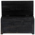 Tavolino da Salotto Nero 65x65x30 cm in Legno Massello di Mango