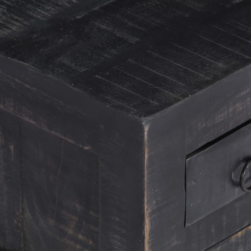 Tavolino da Salotto Nero 65x65x30 cm in Legno Massello di Mango