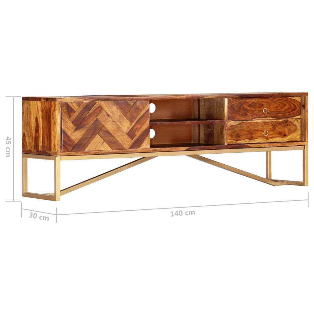 Mobile Porta TV 140x30x45 cm in Legno Massello di Acacia