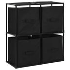 Armadietto con 4 Cesti in Tessuto Nero 63x30x71 cm Acciaio