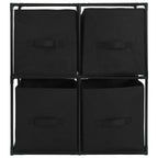 Armadietto con 4 Cesti in Tessuto Nero 63x30x71 cm Acciaio