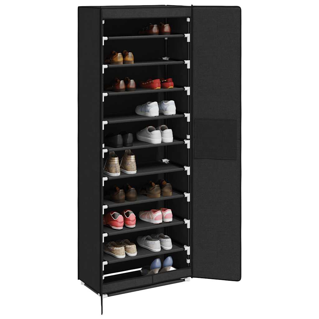 Scarpiera Nera 60x30x166 cm in Tessuto