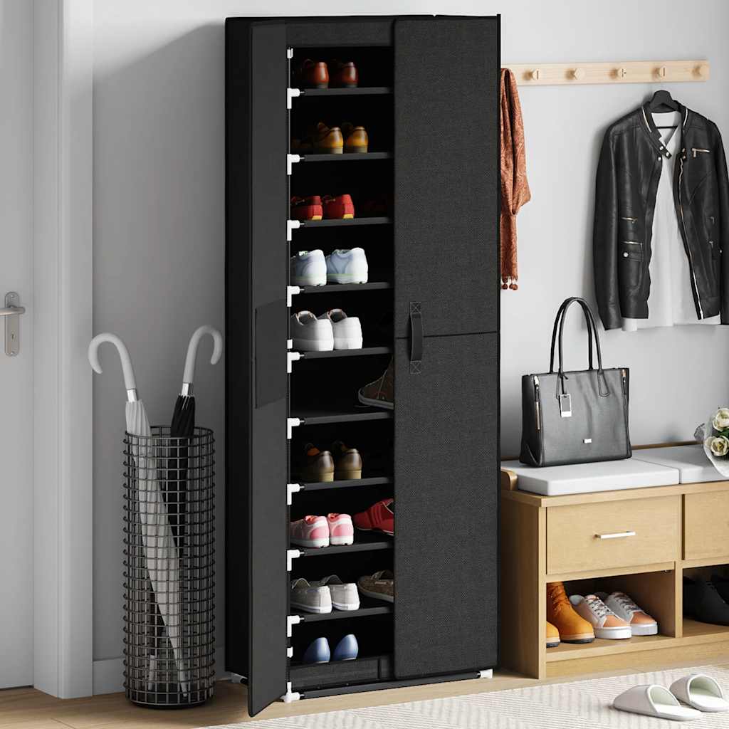 Scarpiera Nera 60x30x166 cm in Tessuto
