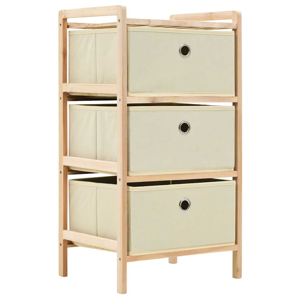Scaffali con 3 Cesti in Tessuto 2 pz in Legno di Cedro Beige