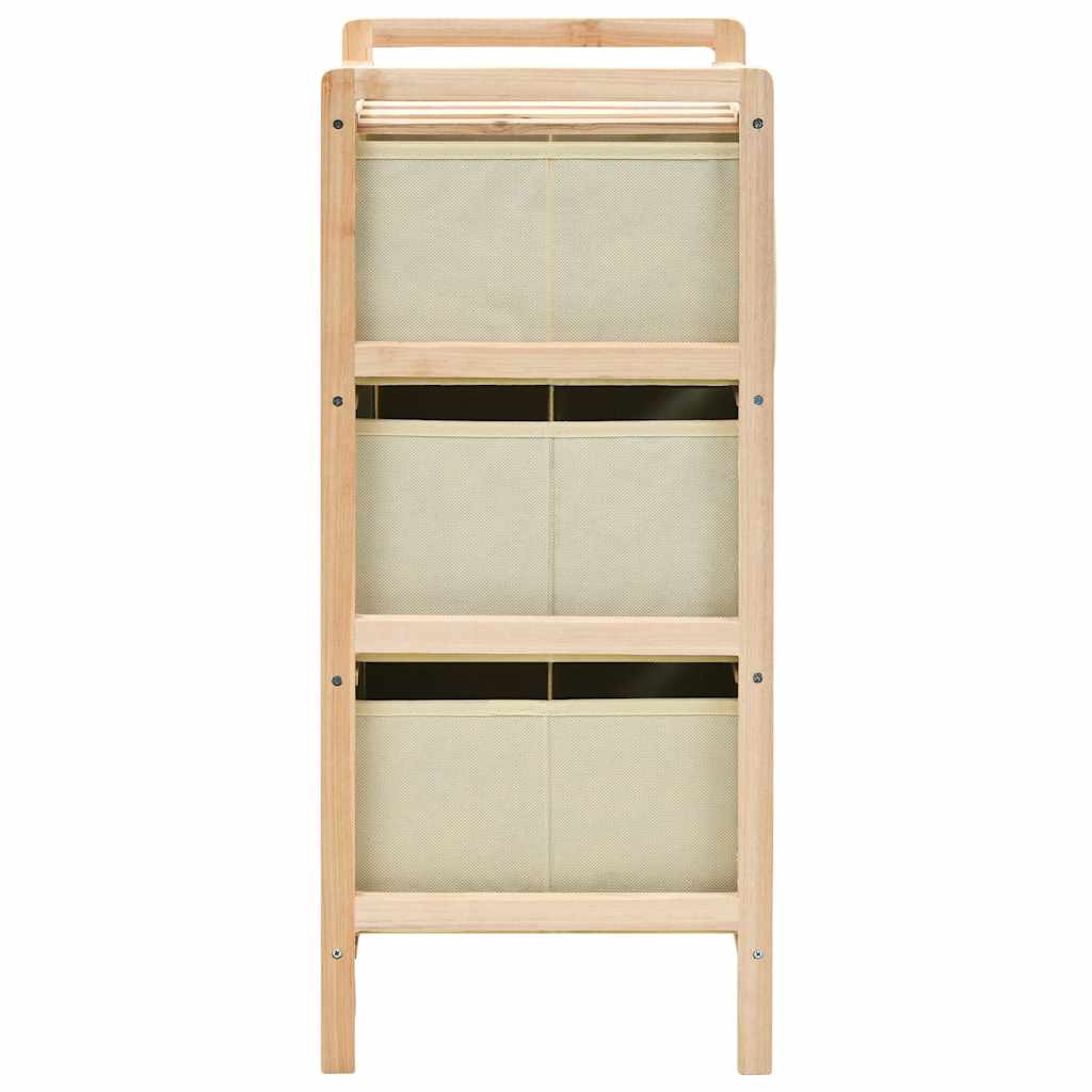 Scaffali con 3 Cesti in Tessuto 2 pz in Legno di Cedro Beige