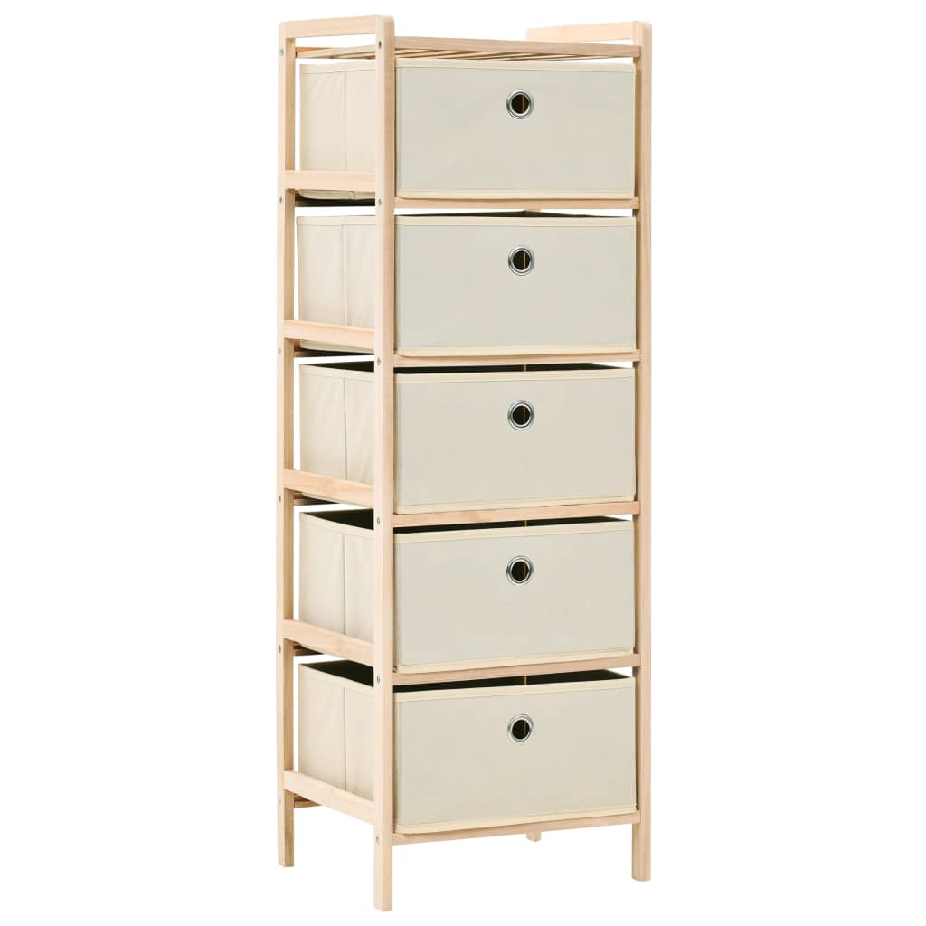 Scaffali con 5 Cesti in Tessuto 2 pz in Legno di Cedro Beige