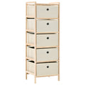 Scaffali con 5 Cesti in Tessuto 2 pz in Legno di Cedro Beige