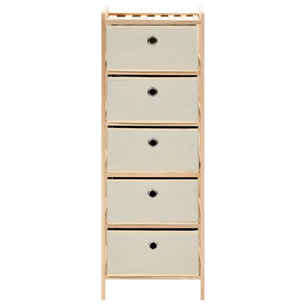 Scaffali con 5 Cesti in Tessuto 2 pz in Legno di Cedro Beige