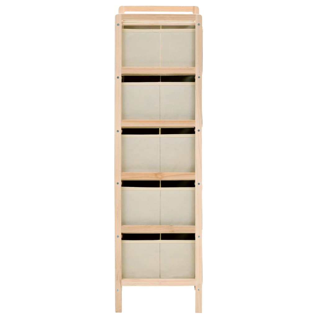 Scaffali con 5 Cesti in Tessuto 2 pz in Legno di Cedro Beige