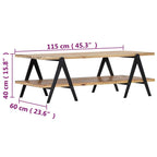 Tavolino da Salotto 115x60x40 cm in Legno Massello di Mango