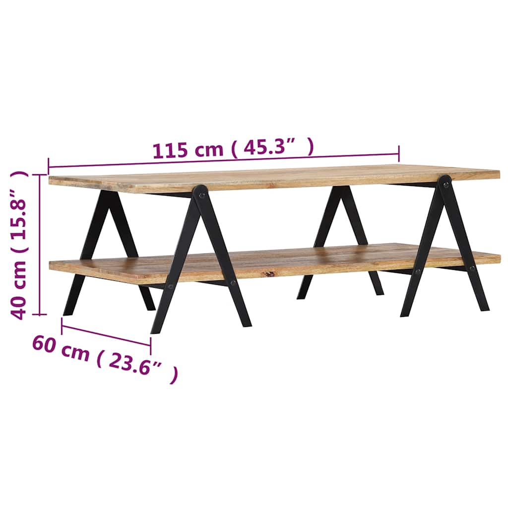 Tavolino da Salotto 115x60x40 cm in Legno Massello di Mango