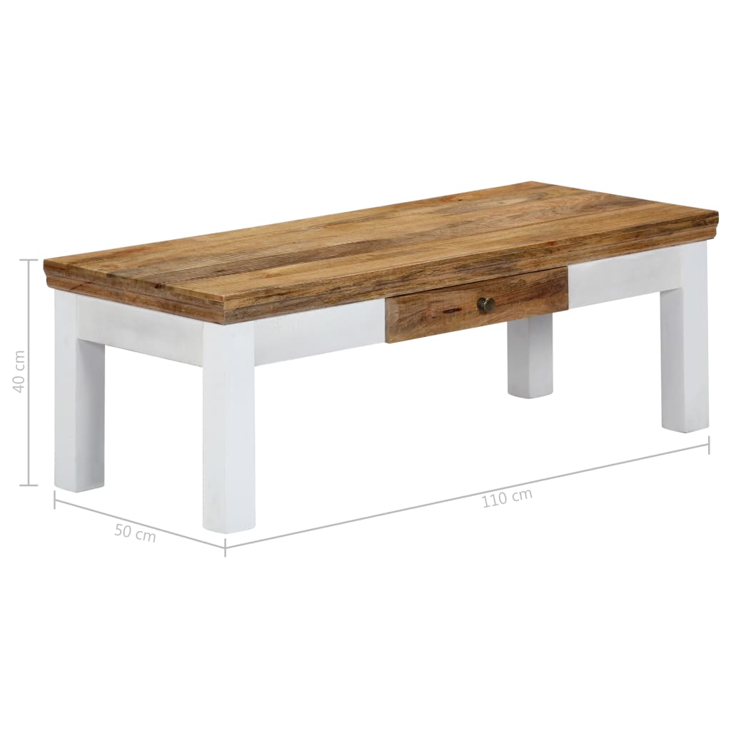 Tavolino da Salotto 110x50x40 cm in Legno Massello di Mango