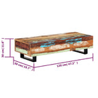 Tavolino da Caffè 120x50x30cm Legno Massello Recuperato Acciaio