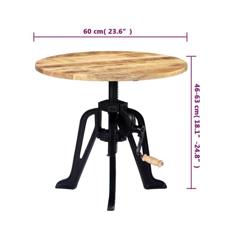Tavolino 60x(46-63) cm in Legno Massello di Mango e Ghisa