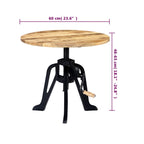 Tavolino 60x(46-63) cm in Legno Massello di Mango e Ghisa