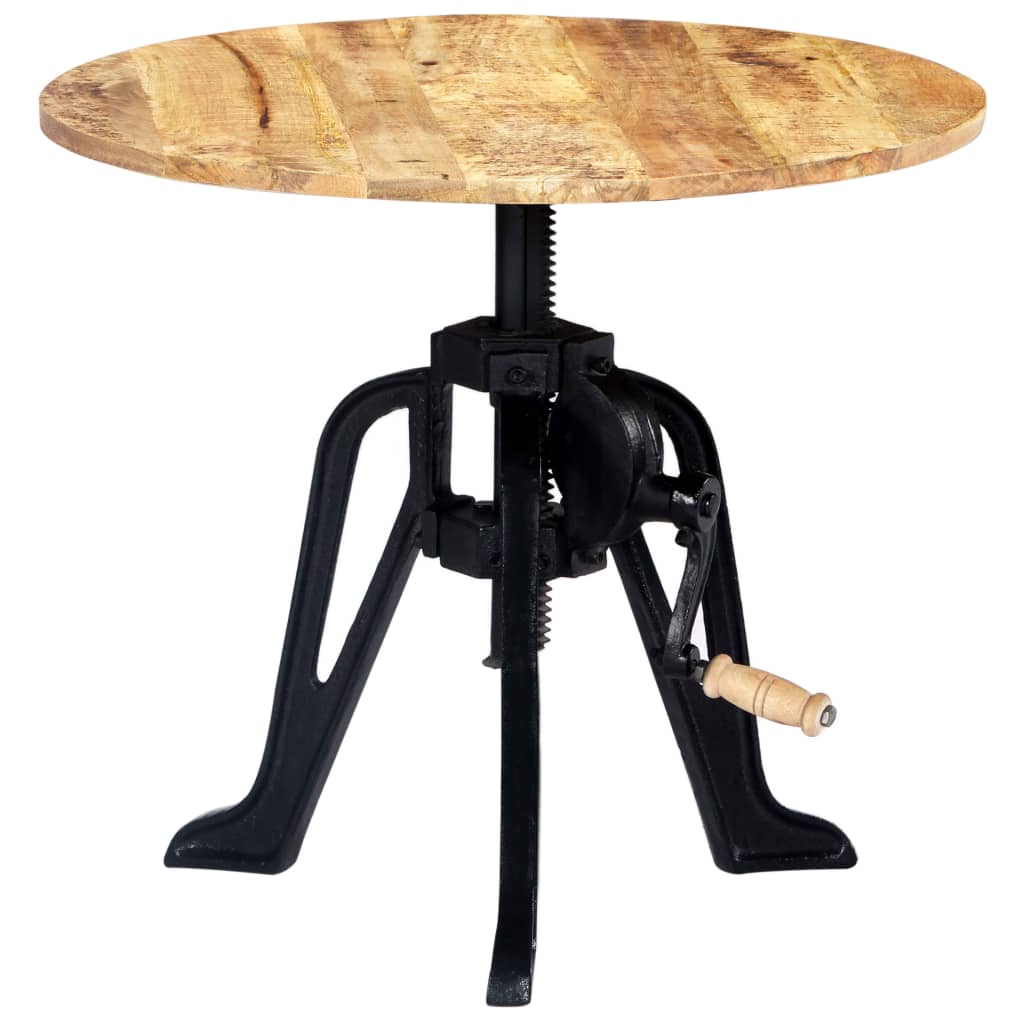 Tavolino 60x(46-63) cm in Legno Massello di Mango e Ghisa