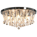 Lampadario Perle di Cristallo Argento Rotondo 4  Lampadine G9