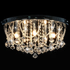 Lampadario Perle di Cristallo Argento Rotondo 4  Lampadine G9