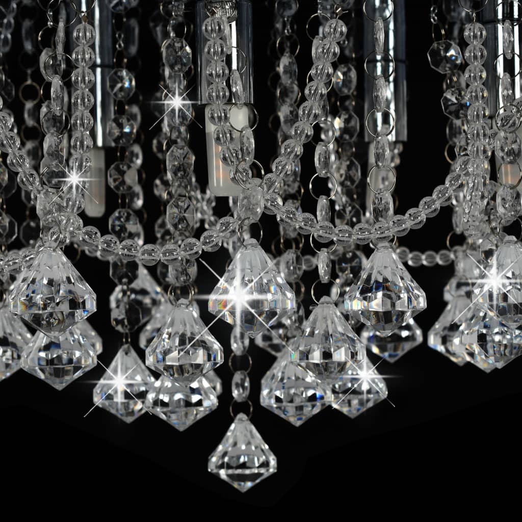 Lampadario Perle di Cristallo Argento Rotondo 4  Lampadine G9