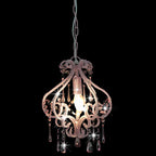 Lampadario con Perle Rosa Rotondo E14