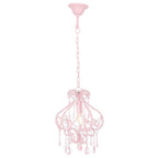Lampadario con Perle Rosa Rotondo E14