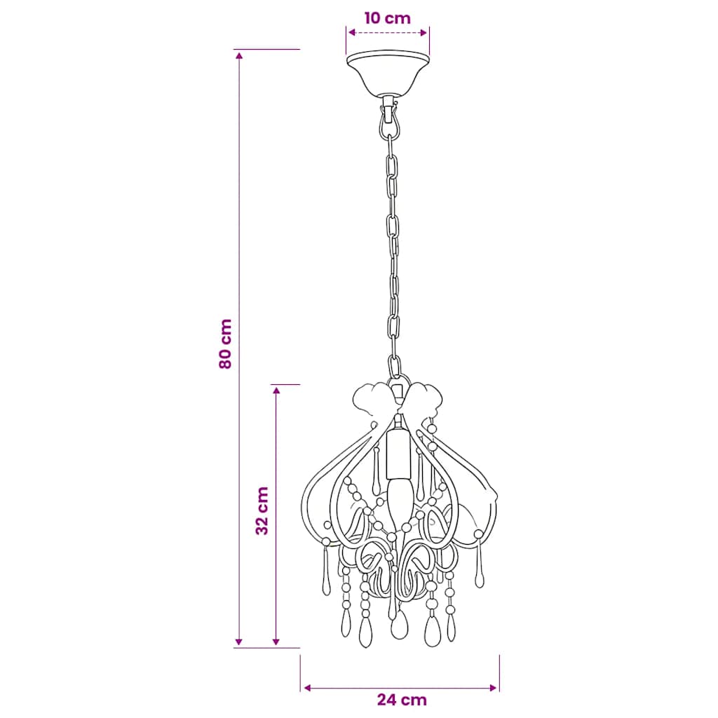 Lampadario con Perle Rosa Rotondo E14