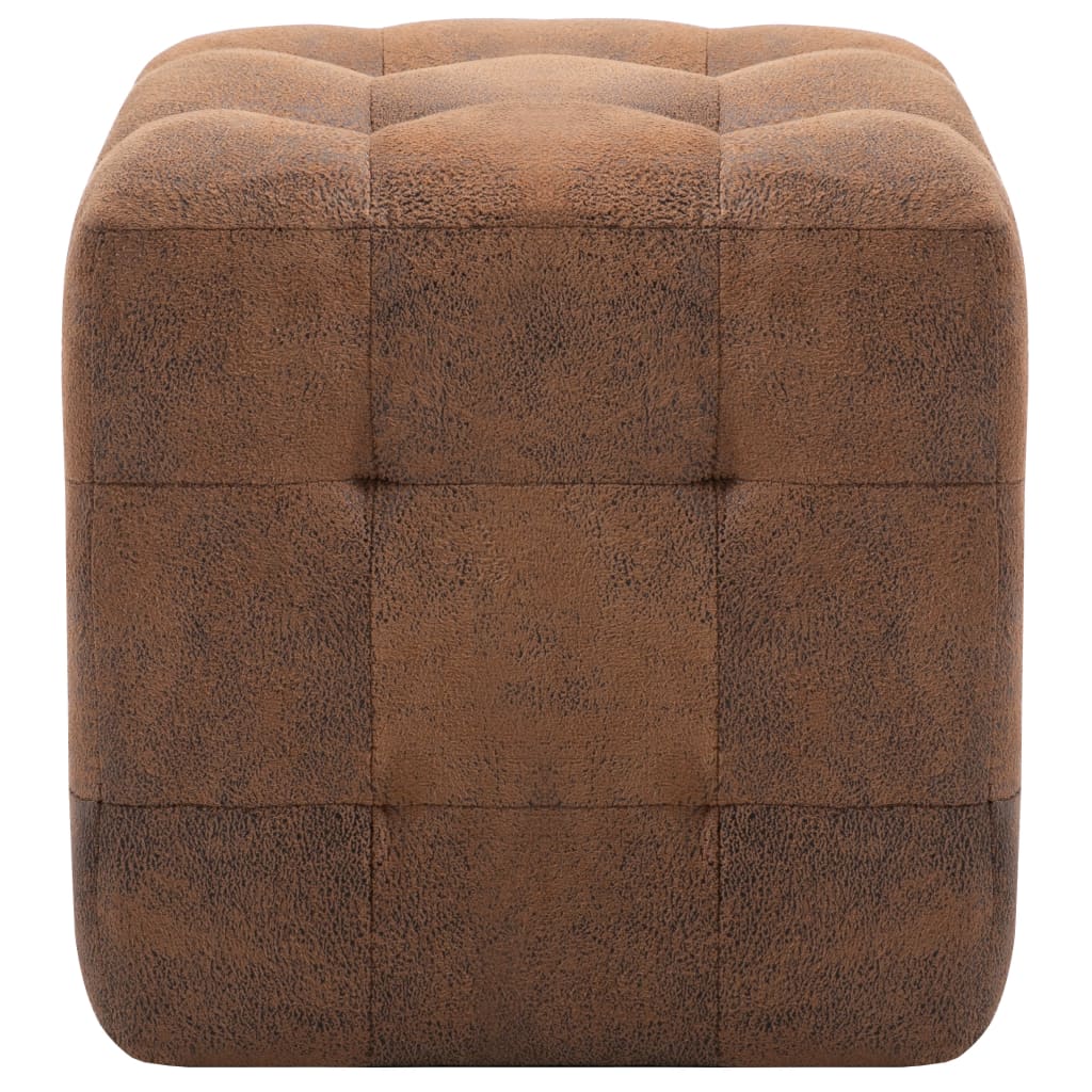 Comodini 2 pz Marrone 30x30x30 cm in Similpelle Scamosciata