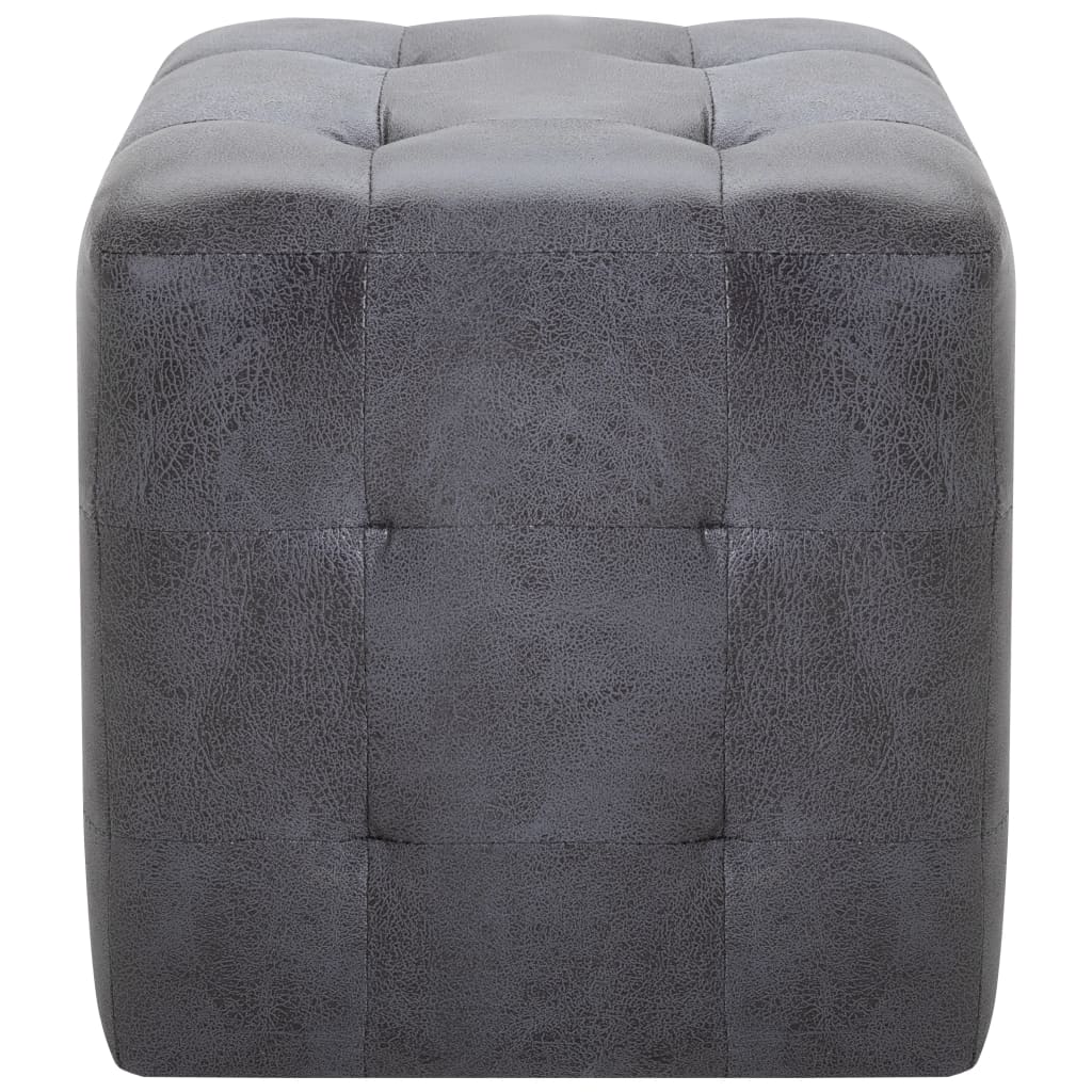 Comodini 2 pz Grigio 30x30x30 cm in Similpelle Scamosciata