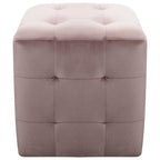 Comodini 2 pz Rosa 30x30x30 cm in Tessuto Vellutato
