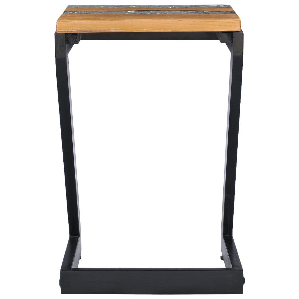 Tavolino Salotto 30x30x50 cm Legno Massello Teak e Poliresina