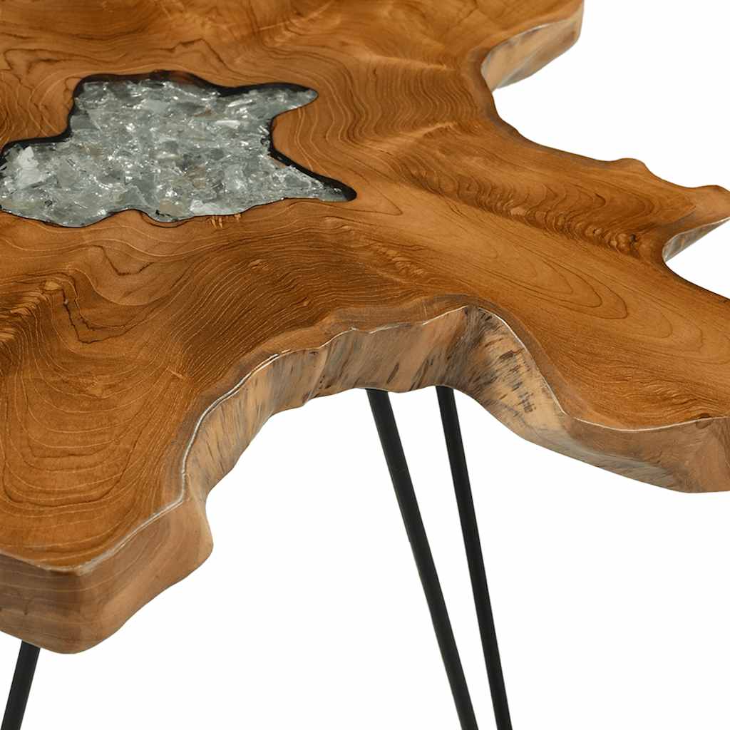 Tavolino da Salotto 70x45 cm Legno Massello Teak e Poliresina