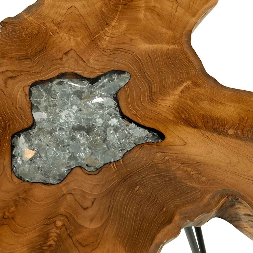 Tavolino da Salotto 70x45 cm Legno Massello Teak e Poliresina
