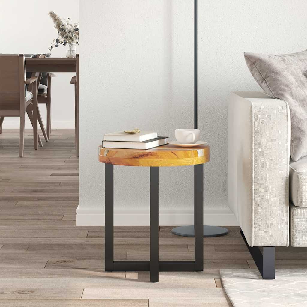 Tavolino da Salotto 40x45 cm Legno Massello Teak e Poliresina