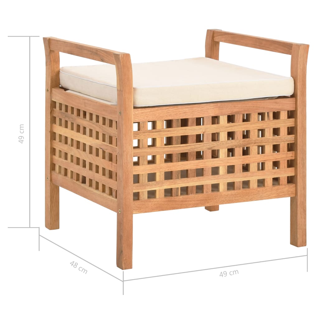 Cassapanca 49x48x49 cm in Legno Massello di Noce