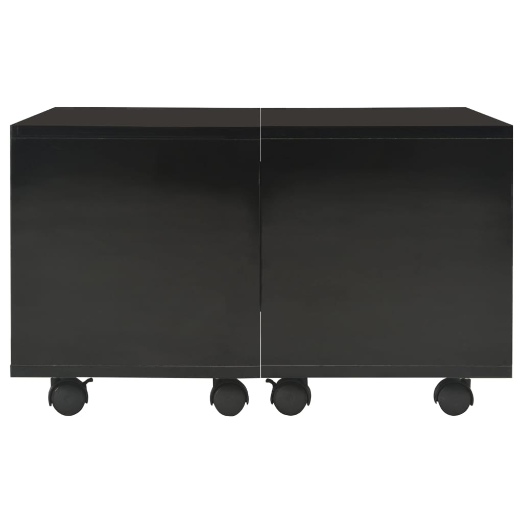 Tavolino da Salotto Nero Lucido 60x60x35 cm Legno Multistrato