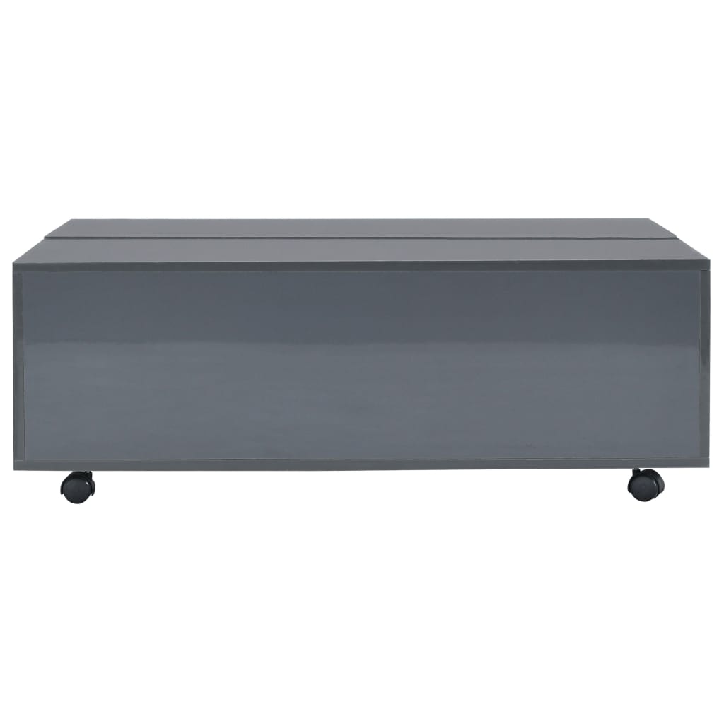 Tavolino da Salotto Grigio Lucido 100x100x35 cm