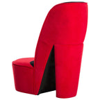 Poltrona a Forma di Scarpa con Tacco Alto in Velluto Rosso
