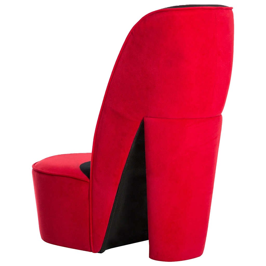 Poltrona a Forma di Scarpa con Tacco Alto in Velluto Rosso